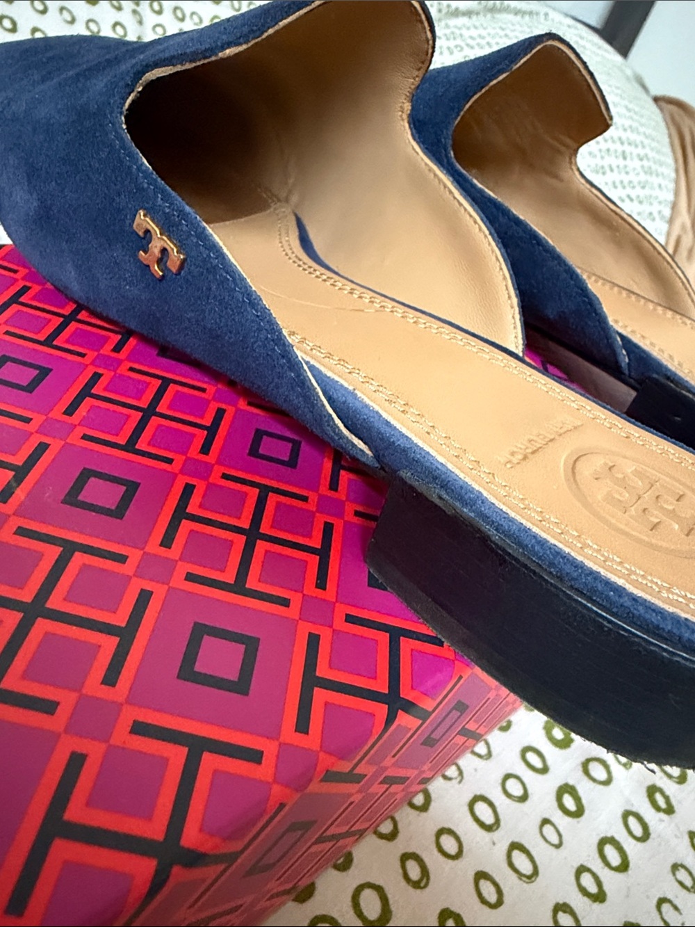 Tory Burch Carlotta Navy Suede Mule Slides - Picture 7 of 10